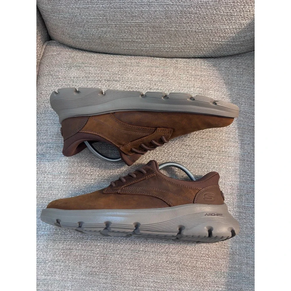 Skechers Hands Free Slip-ins Arch‎ Fit Brown Leather Shoes 205511 Mens 8